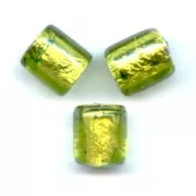 Silver foil cylinders 10x8mm Olivine x4
