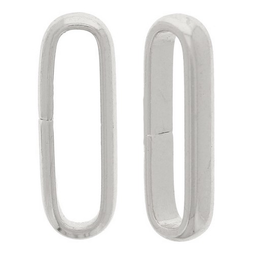 11x4x1.8mm Open oval rings half-cropped wire - Silver Tone x4