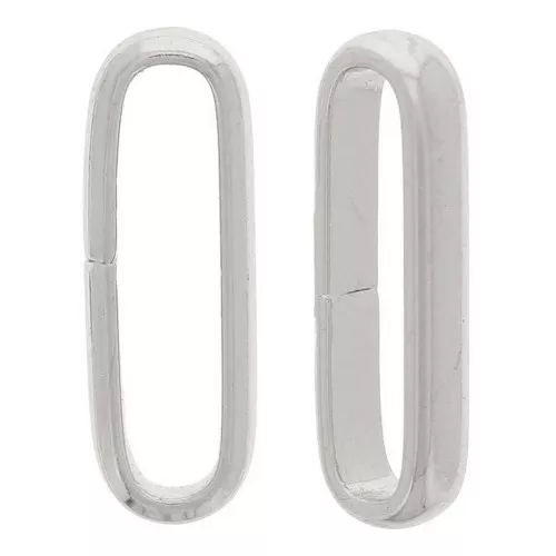 11x4x1.8mm Open oval rings half-cropped wire - Silver Tone x4