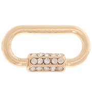 18x9.5mm Imitation clasp oval spacer with zirconium oxides - Gold Tone x1|raw }}