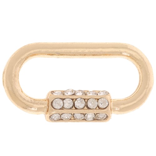 18x9.5mm Imitation clasp oval spacer with zirconium oxides - Gold Tone x1