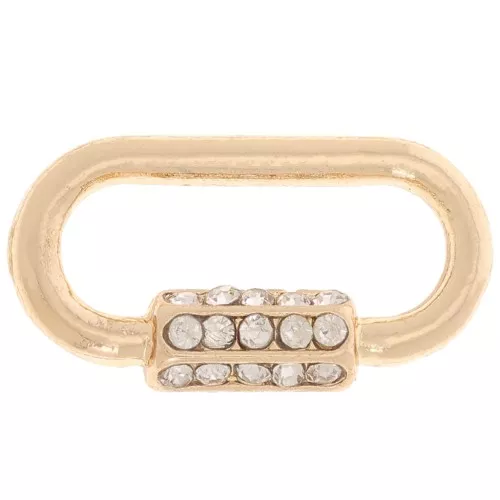18x9.5mm Imitation clasp oval spacer with zirconium oxides - Gold Tone x1
