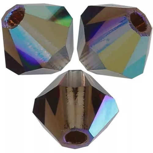 5mm Preciosa Bicone Beads - Rondelle Bead - Smoked Topaz AB x12