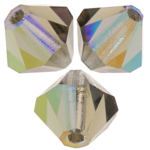 5mm Preciosa Bicone Beads - Rondelle Bead - Black Diamond AB x12