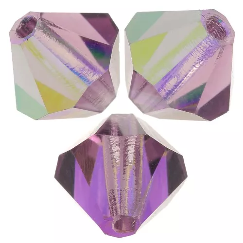 5mm Preciosa Bicone Beads - Rondelle Bead - Amethyst AB x12