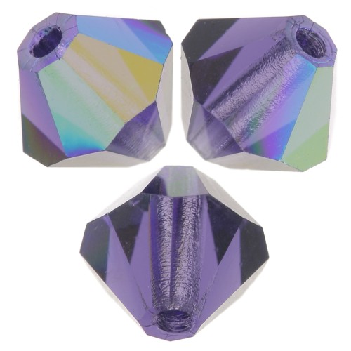 5mm Preciosa Bicone Beads - Rondelle Bead - Deep Tanzanite AB x12