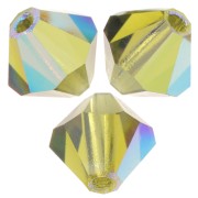 5mm Preciosa Bicone Beads - Rondelle Bead - Olivine AB x12|raw }}