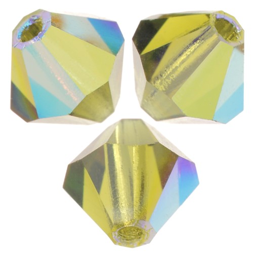 5mm Preciosa Bicone Beads - Rondelle Bead - Olivine AB x12