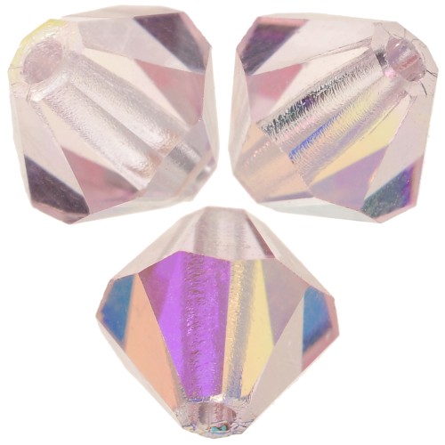 5mm Preciosa Bicone Beads - Rondelle Bead - Light Rose AB x12