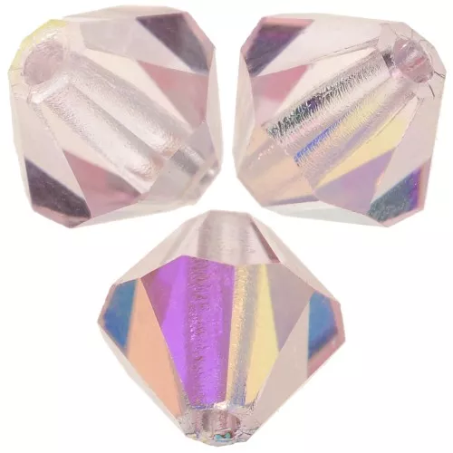 5mm Preciosa Bicone Beads - Rondelle Bead - Light Rose AB x12