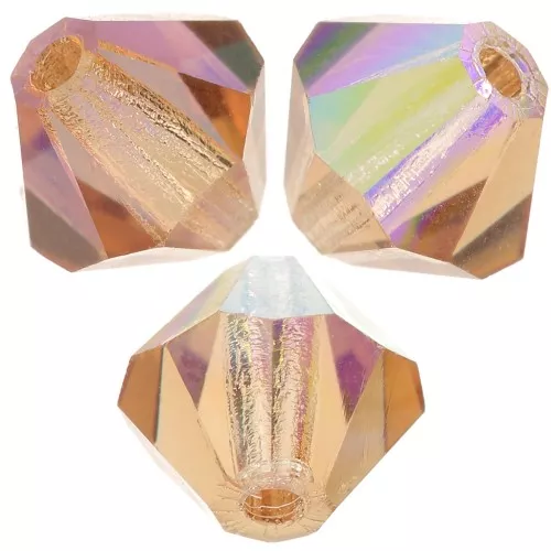 5mm Preciosa Bicone Beads - Rondelle Bead - Light Colorado Topaz AB x12