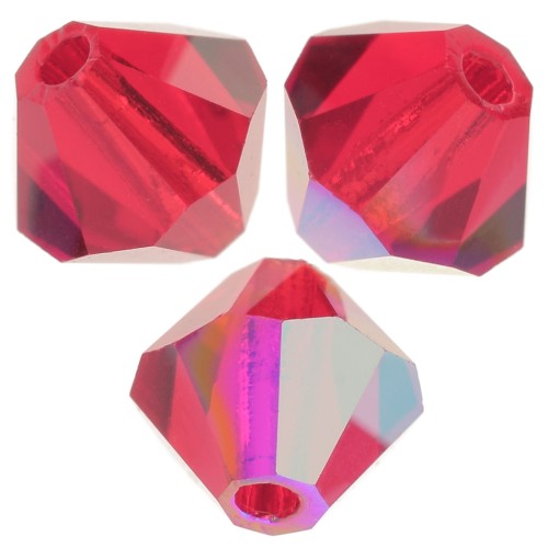 6mm Preciosa Bicones - Rondelle Bead - Light Siam AB x12