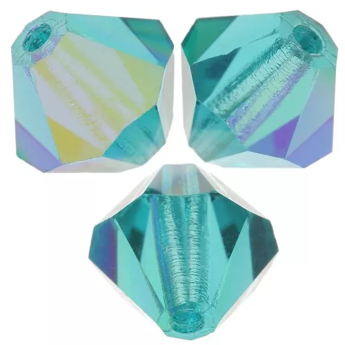 5mm Preciosa Bicone Beads - Rondelle Bead - Blue Zircon AB x12