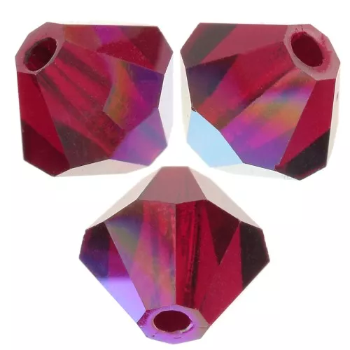 6mm Preciosa Bicones - Rondelle Bead - Siam AB x12
