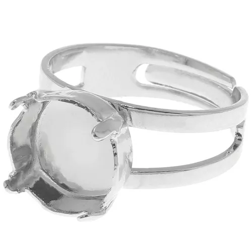 Ring base with 1122 10mm setting Rhodium tone x1
