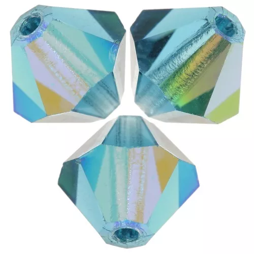 6mm Preciosa Bicones - Rondelle Bead - Indicolite AB x12