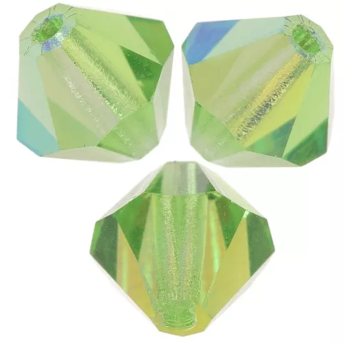 6mm Preciosa Bicones - Rondelle Bead - Peridot AB x12