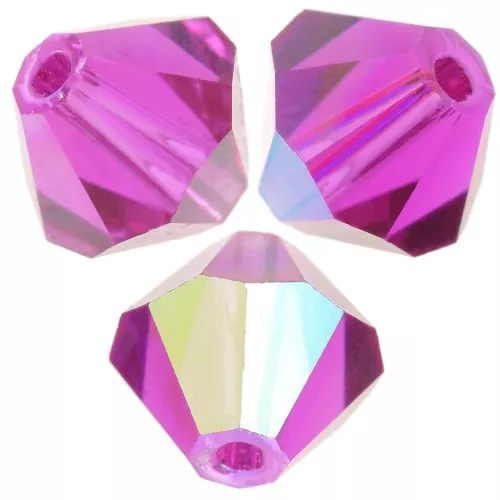 6mm Preciosa Bicones - Rondelle Bead - Fuchsia AB x12