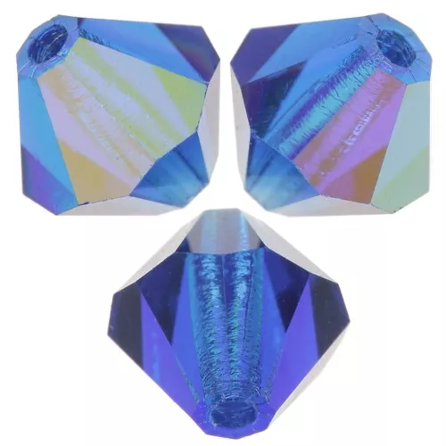6mm Preciosa Bicones - Rondelle Bead - Capri Blue AB x12