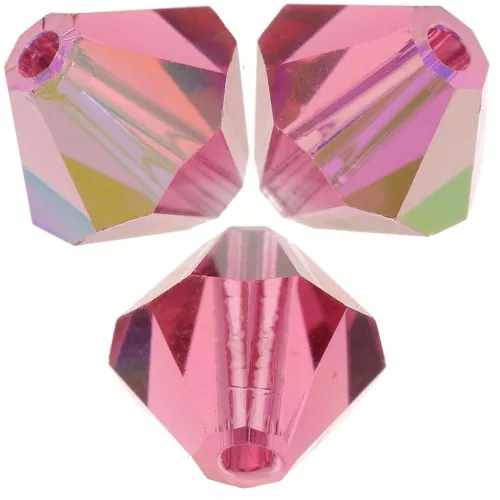 6mm Preciosa Crystal Bicones - MC Bead Rondell - Indian Pink AB x12