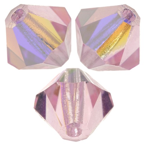 6mm Preciosa Crystal Bicones - MC Bead Rondell - Pink Sapphire AB x12
