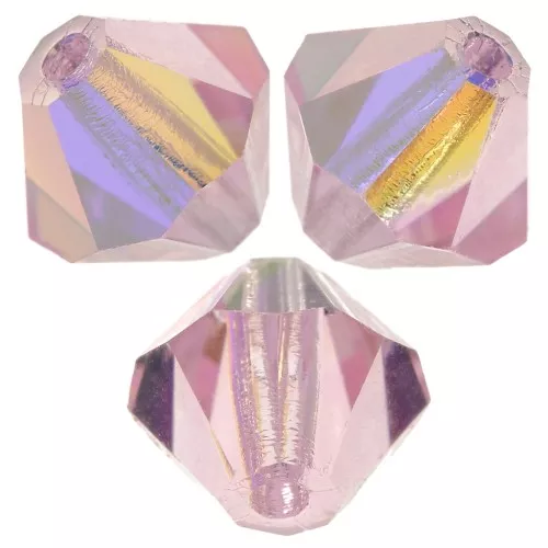 6mm Preciosa Crystal Bicones - MC Bead Rondell - Pink Sapphire AB x12