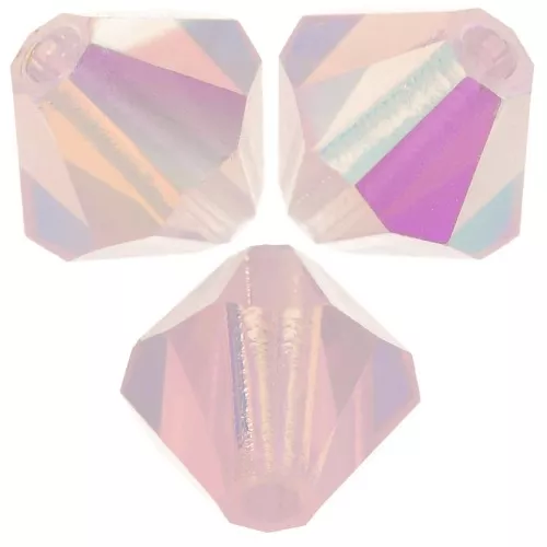 6mm Preciosa bicones - Rondelle Bead - Rose Opal AB x12