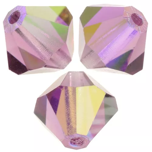 6mm Preciosa bicones - Rondelle Bead - Amethyst AB x12