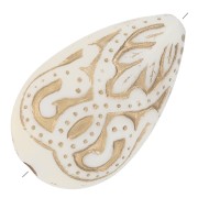 18x11mm Flat engraved oval drops vintage style - Cream - Gold x5|raw }}