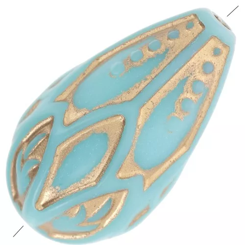 20x11mm pear beads vintage style - Turquoise - Gold x5