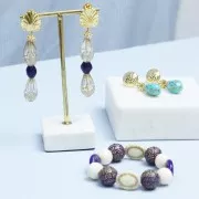 20x11mm pear beads vintage style - Transparent - Gold x5