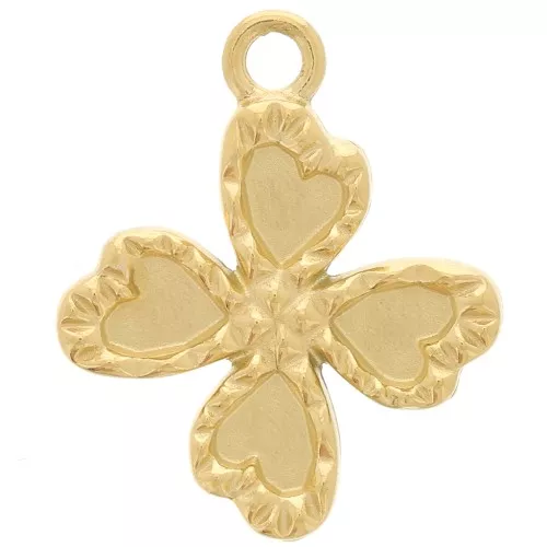 Charm 4-leaf clover 17x15 mm - Stainless steel 304L Gold x1