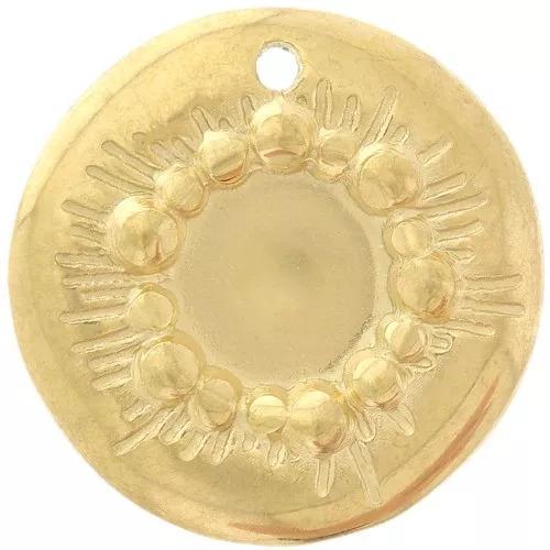 15mm 304L stainless steel round irregular charm for 6mm cabochon - Gold x1