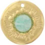 15mm 304L stainless steel round irregular charm for 6mm cabochon - Gold x1