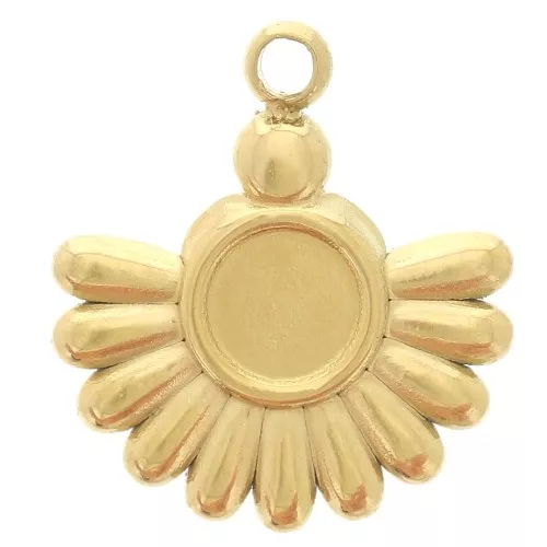 14x12mm 304L stainless steel ethnic charm for 4 mm cabochon - Gold x1