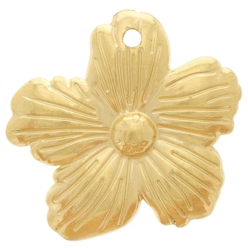 17x18mm 304L stainless steel flower charm - Gold x1