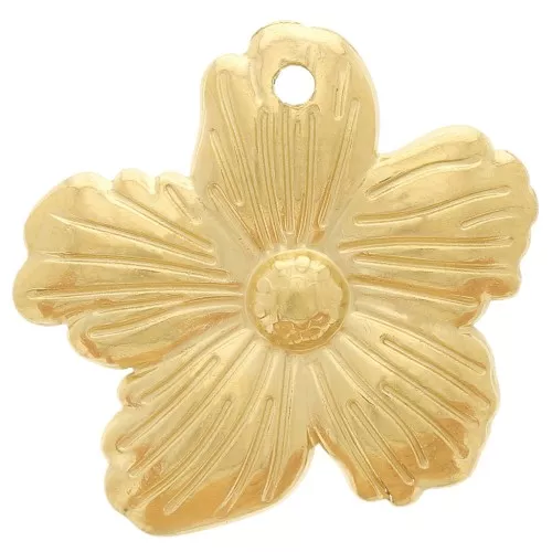 17x18mm 304L stainless steel flower charm - Gold x1