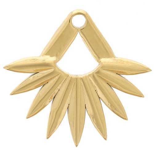 16x17mm 304L Stainless Steel Ethnic Half-Sun Charm - Gold x1