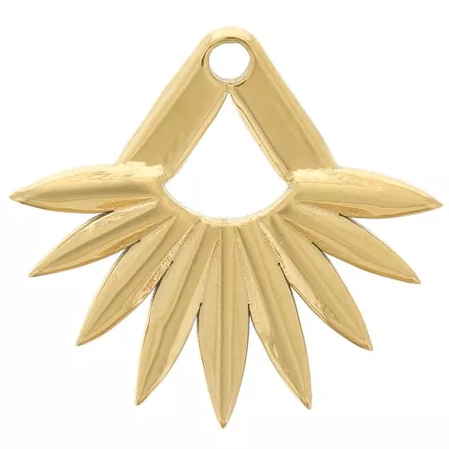 16x17mm 304L Stainless Steel Ethnic Half-Sun Charm - Gold x1