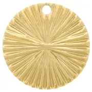 17mm 304L Stainless Steel Pleated Effect Round Charm x1