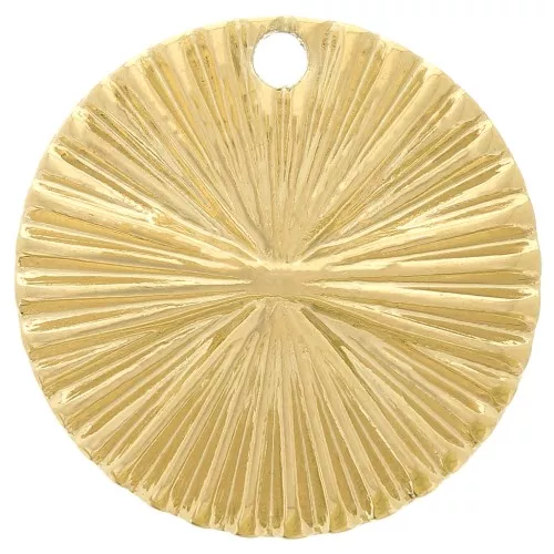 17mm 304L Stainless Steel Pleated Effect Round Charm x1