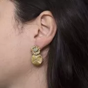 17mm 304L Stainless Steel Pleated Effect Round Charm x1