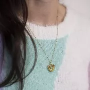 19.5x18mm 304L stainless steel hammered heart and zirconium oxides pendant x1