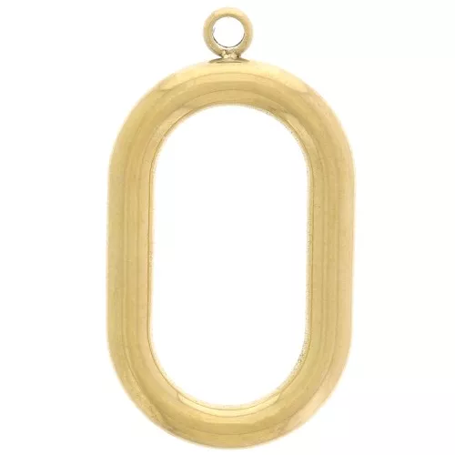 21x12mm 304L stainless steel Hollow oval pendant - Gold x1