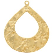 27x23mm 304L Stainless Steel Hammered Drop Pendants - Gold x2