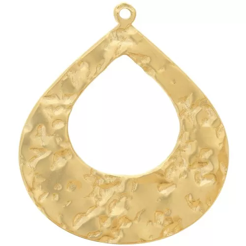 27x23mm 304L Stainless Steel Hammered Drop Pendants - Gold x2