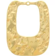 25x19mm Stainless steel 316L Curved hammered rectangular pendants - Gold x2