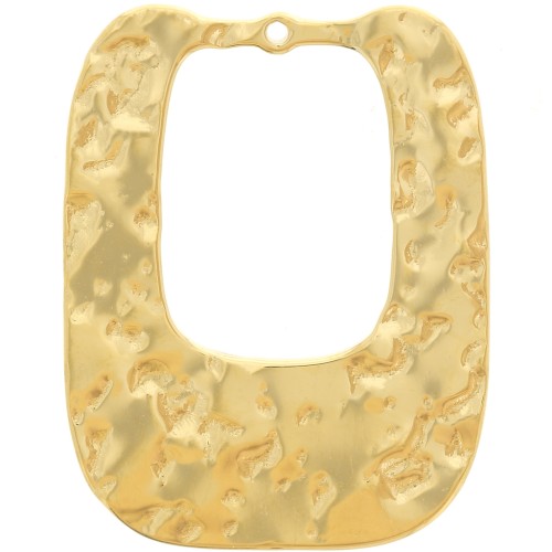 25x19mm Stainless steel 316L Curved hammered rectangular pendants - Gold x2