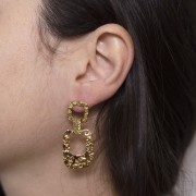 25x19mm Stainless steel 316L Curved hammered rectangular pendants - Gold x2