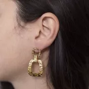 25x22mm Stainless steel 316L Curved hammered rectangular pendants - Gold x2